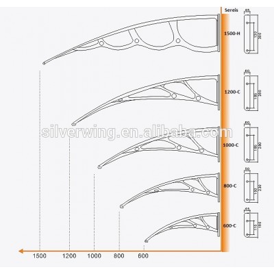 Easy installation Plastic canopy support for entrance awning